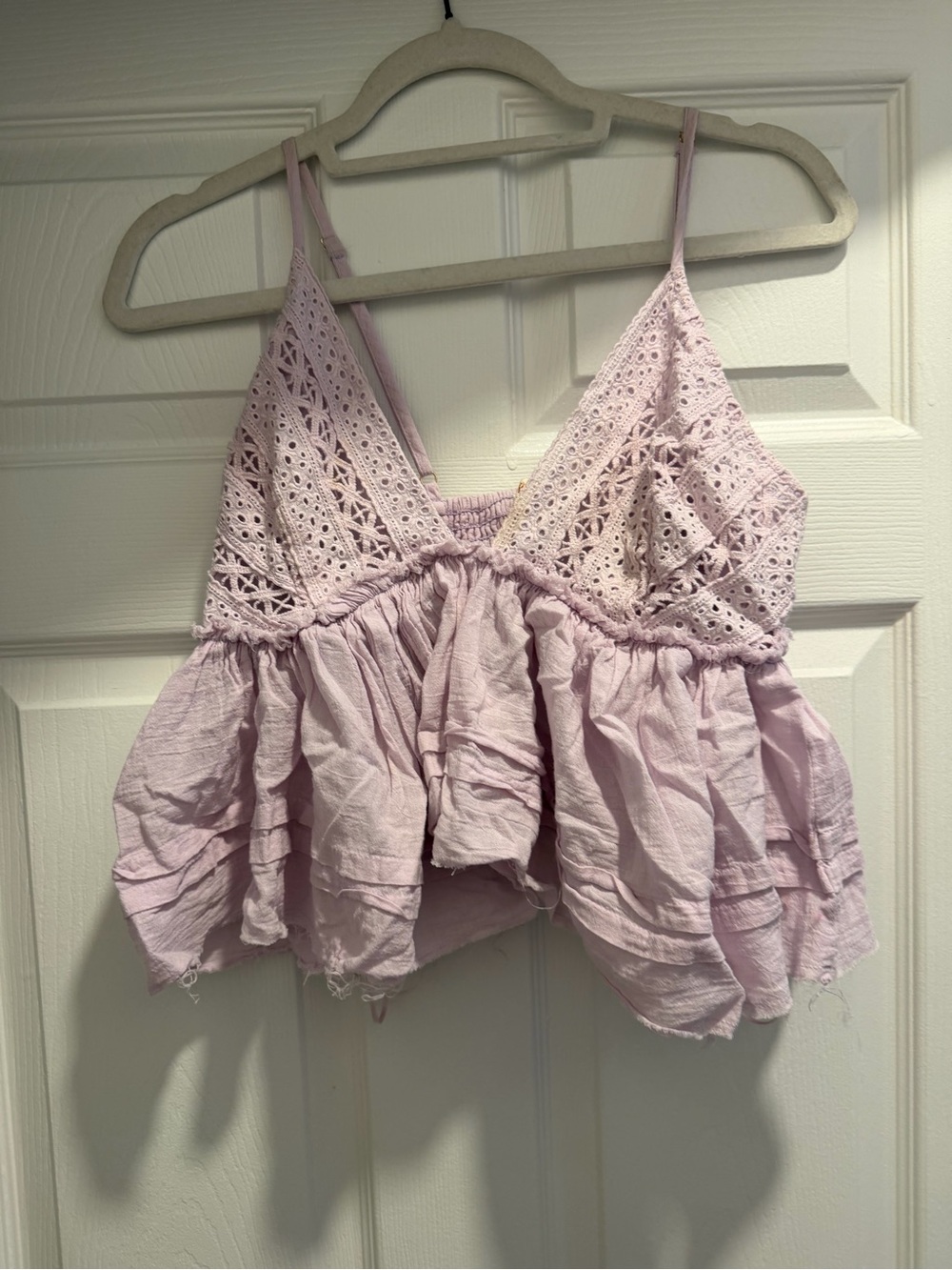 Lavender Crochet Babydoll Tank Top